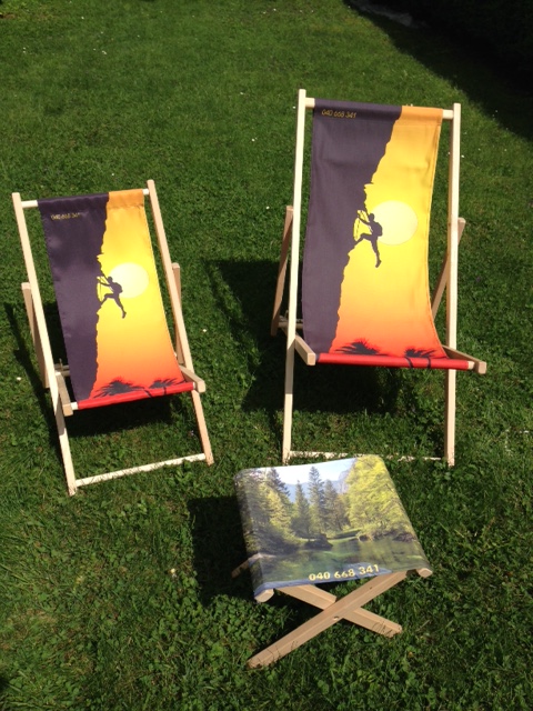 Leseni potiskani promocijski ležalniki, zložljiv stolček za reklamo