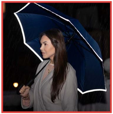 dežnik z reflektivnim svetlobno odbojnim robom