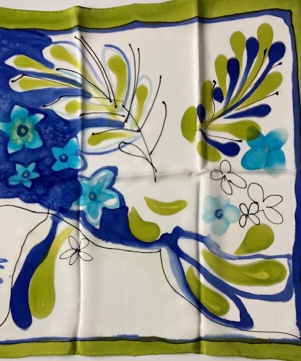 Unikatna svilena ruta - rutka 56x56 cm